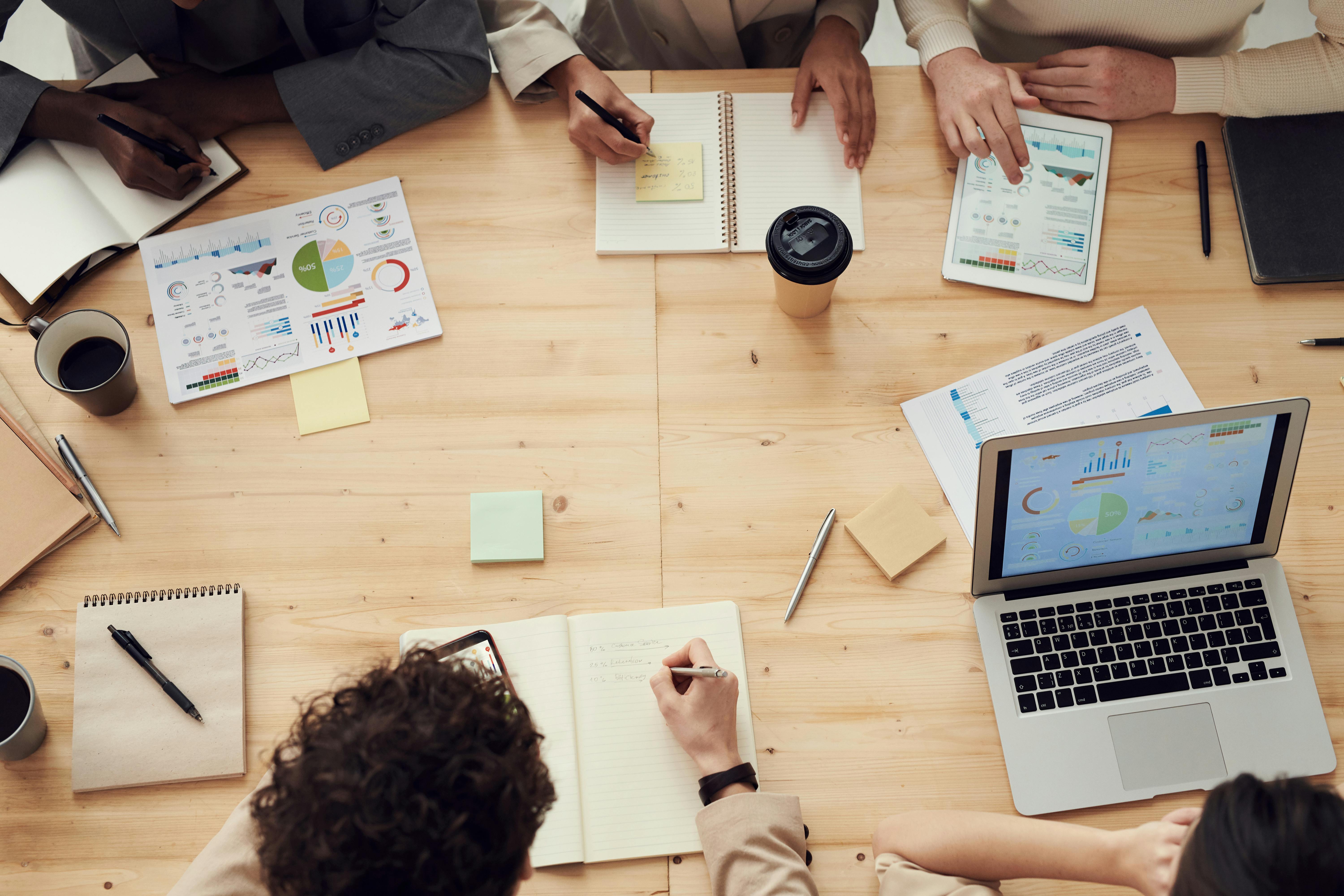 Team working on technology illustration